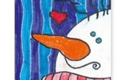 Christmas charity card "Snowman with heart"