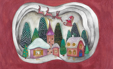 Ziemassvētku kartīte "Pāri jumtiem"