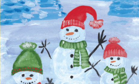 Ziemassvētku kartīte "Sniegavīru ģimene"